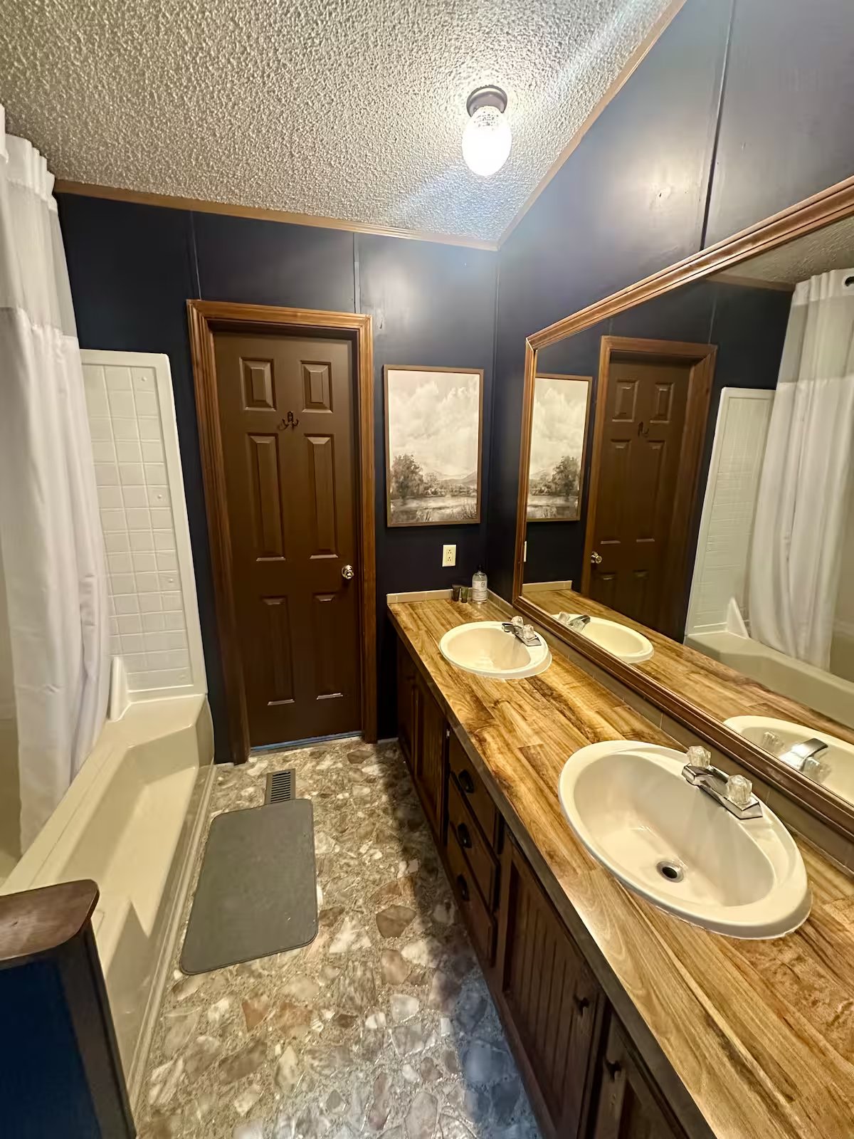 Primary bathroom with double-sink vanity
